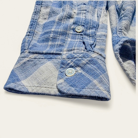 Rails Wyatt faded blue grey plaid button down soft cotton shirt L - Picture 9 of 14
